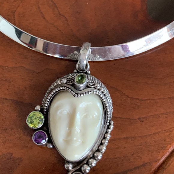Hand Crafted Jewelry - Vintage 925 Silver Asian Goddess Pendant & Necklace